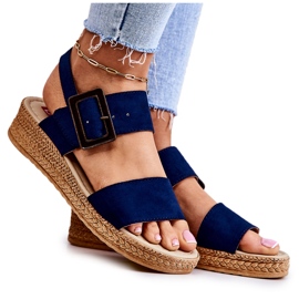 Damen Wildleder Sandalen Big Star JJ276033 Marineblau