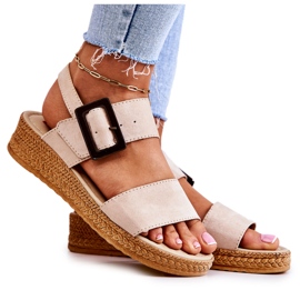 Damen Wildleder Sandalen Big Star JJ276032 Beige