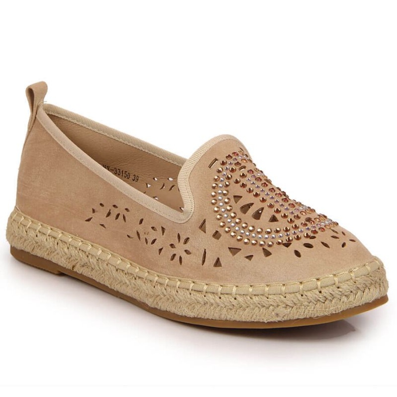 Durchbrochene Espadrilles mit Zirkonias in Beige W S. Barski