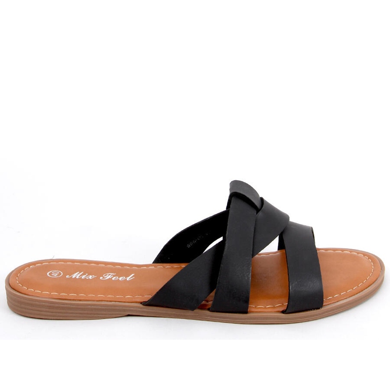 Damen Cross Hausschuhe Mohn Schwarz