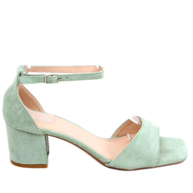 Damen-Sandalen mit hohem Absatz, Veloursleder Silence Green grün