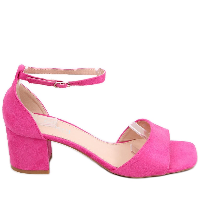 Damen-Sandalen mit hohem Absatz, Veloursleder Silence Fushia rosa