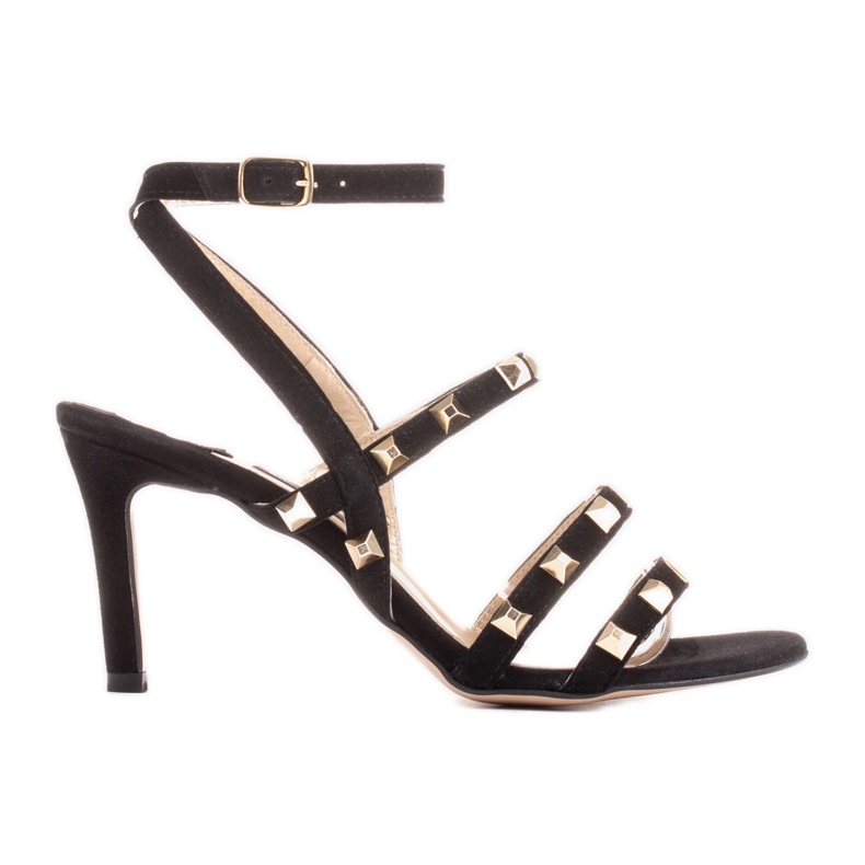 Marco Shoes Schwarze Wildledersandalen mit dekorativen Nieten