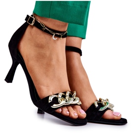 Wildleder-Sandalen mit hohem Absatz Laura Messi 2366 Schwarz