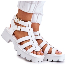 PS1 Ledersandalen mit Streifen White Minorite weiß