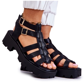 PS1 Ledersandalen mit Riemen Schwarzer Minorit