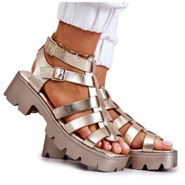 PS1 Ledersandalen mit Streifen Golden Minorite