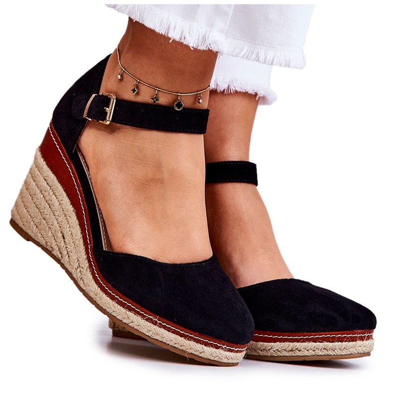 PS1 Schwarze Espadrilles für Damen auf Wedges Tamarill