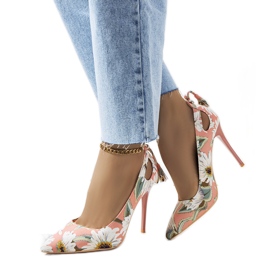 Pinke Stilettos mit floralem Jalisa-Muster weiß rosa mehrfarbig