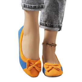 Blaue Ballerinas mit Eske-Schleife orange