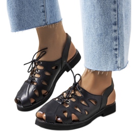 Schwarze Vlis-Sandalen zum Binden