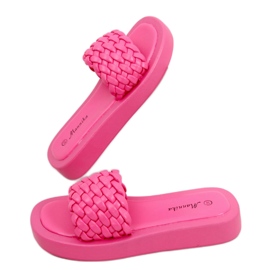 Sandaletten mit hohem Absatz und geflochtenen Elida Fushia-Streifen rosa