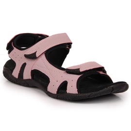 Sportliche Sandalen mit Klettverschluss in Rosa Im American Club schwarz