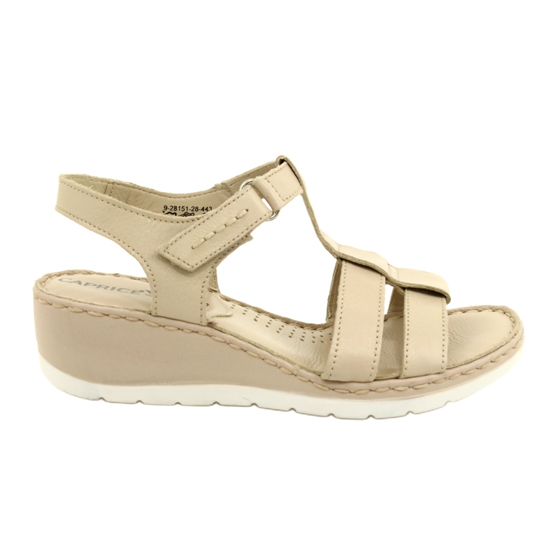 Bequeme Ledersandalen Caprice 28152-28 443 Beige