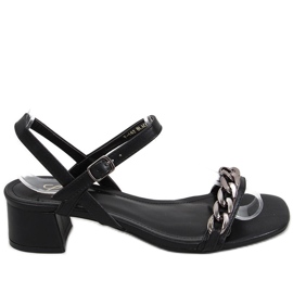 Daphne Schwarze Sandaletten mit niedrigem Absatz