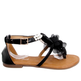 Sandalen mit Debby Black-Perlen schwarz