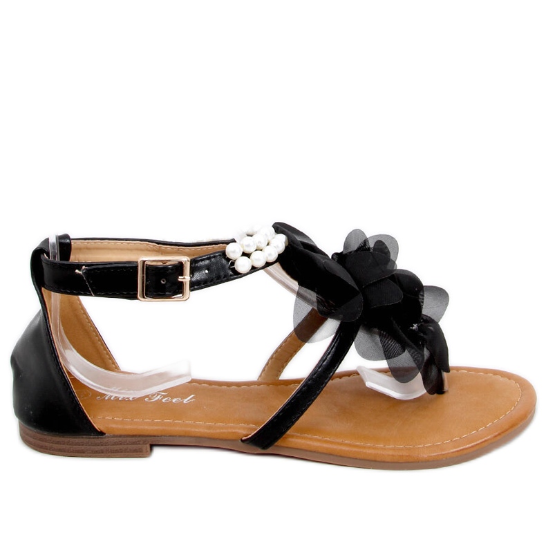 Sandalen mit Debby Black-Perlen schwarz