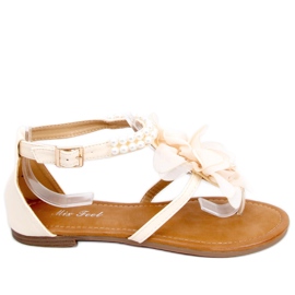 Sandalen mit Perlen in Debby Beige