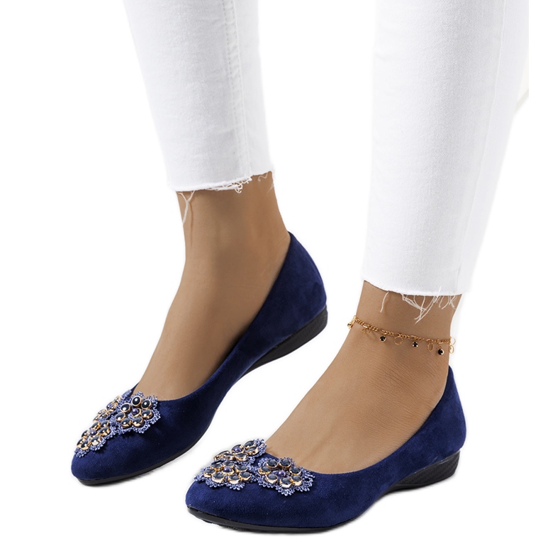 Marineblaue Ditte-Ballerinas für Damen