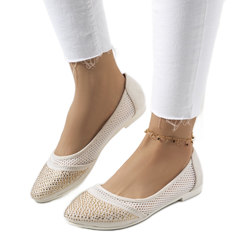 Beige Ballerinas mit Zirkonia Holst ecru