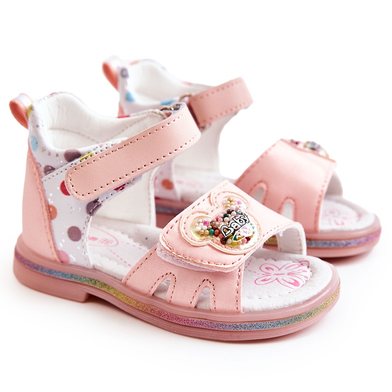 PJ2 Leder Kinder Pink Dotty Sandalen rosa