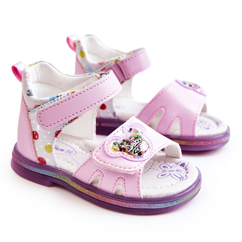 PJ2 Kindersandalen aus Leder Violet Dotty violett