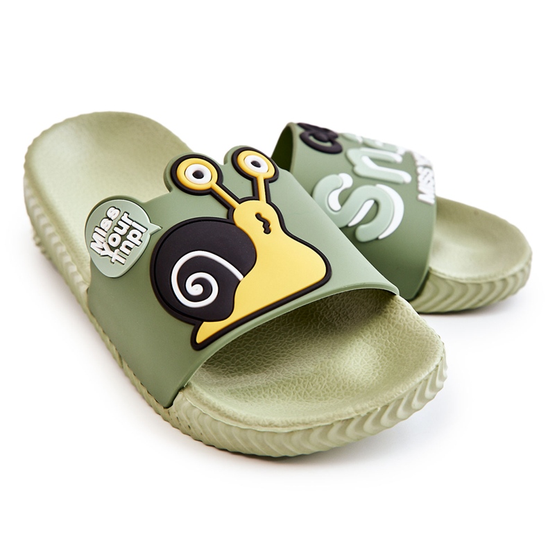 Hellgrüne Schneckenhausschuhe für Kinder