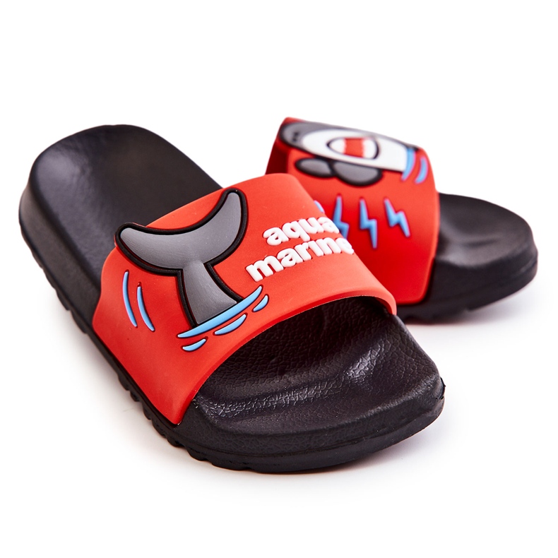 Leichte rote und schwarze Sharky-Hausschuhe für Kinder