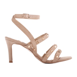Marco Shoes Wildledersandalen mit dekorativen Nieten beige