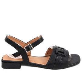 Iona Schwarze Sandalen mit niedrigem Absatz