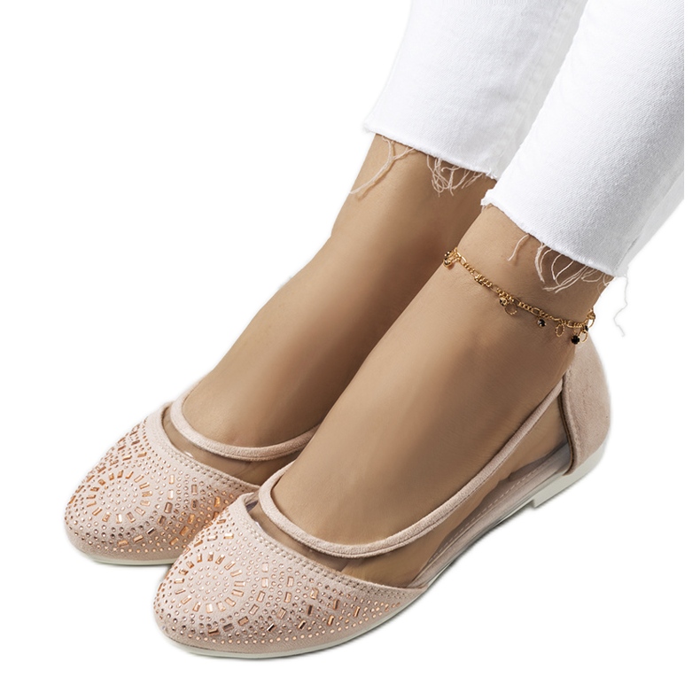 Halbtransparente Malene-Ballerinas in Beige