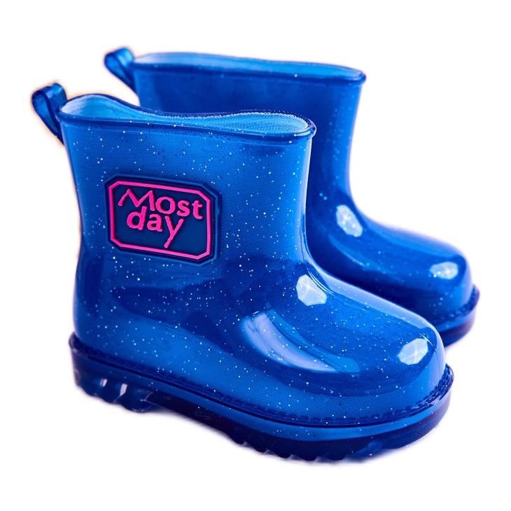 Marineblaue Regenstiefel für Kinder aus Brokat