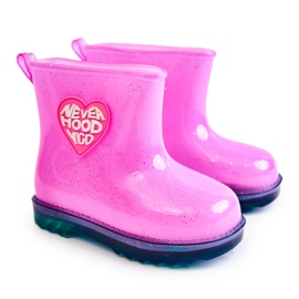 Regenstiefel aus Brokat für Kinder Fuchsia rosa
