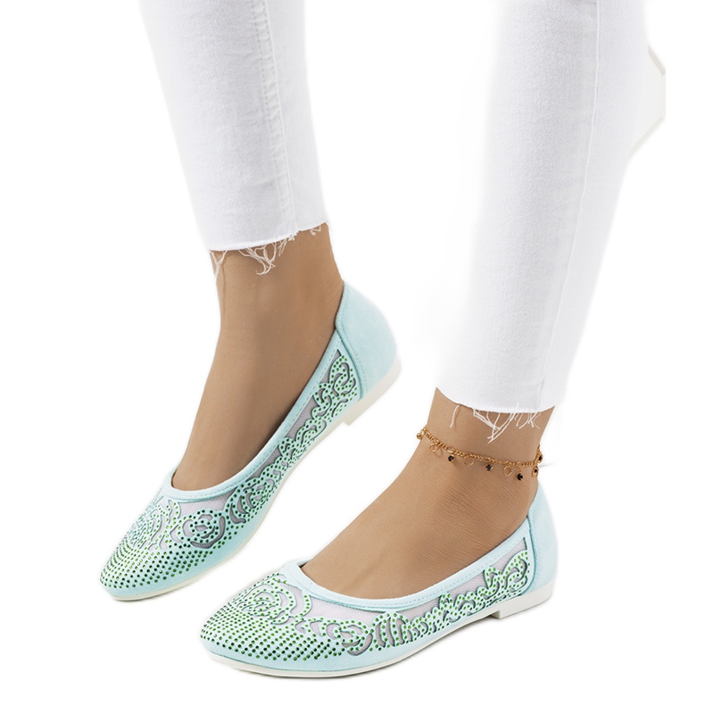 Grüne Ballerinas mit durchbrochenen Astrid-Ornamenten