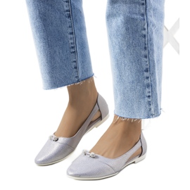 Halbtransparente silberne Raglan-Ballerinas silber-