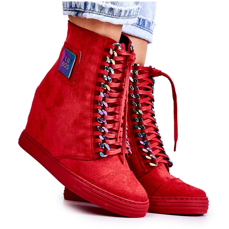 Damen Sneakers Lu Boo mit Ketten Suede Multi-Rot Monica