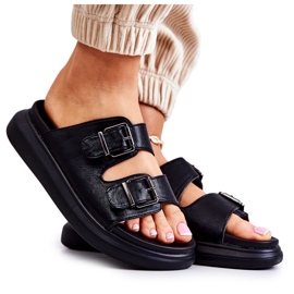 Damen-Lederhausschuhe mit Schnalle La.Fi Black Nariss schwarz