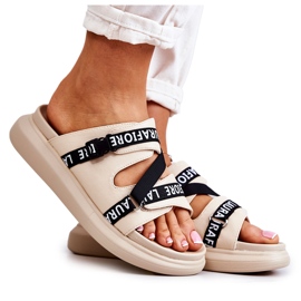 Modische Damen Lederhausschuhe La.Fi Beige Menifis schwarz