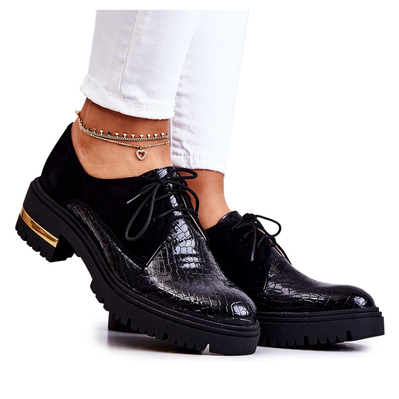 PA2 Damen Lederschuhe gebunden schwarz Merevin