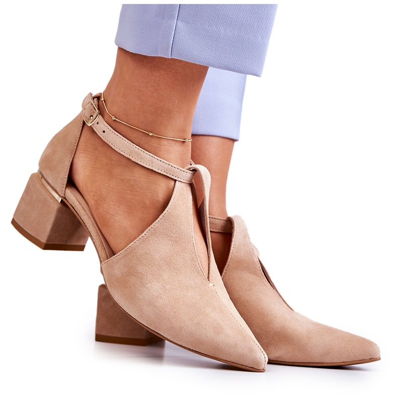 Wildlederpumps mit Absatz Laura Messi 2309 Hellbeige