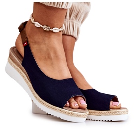 Damensandalen mit Keilabsatz Big Star JJ276046 Marineblau