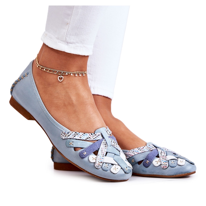 Damen Leder Ballerinas Maciejka 01358-34 Hellblau