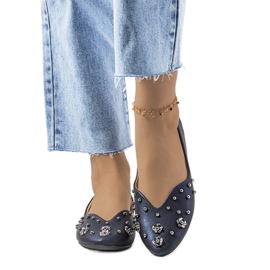 Marineblaue Ballerinas mit Silke-Schnitt