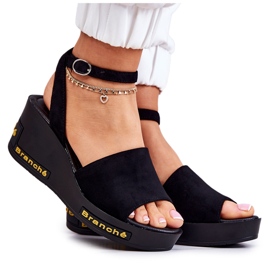 Vinceza Keilsandalen aus Wildleder für Damen Schwarz Cortena