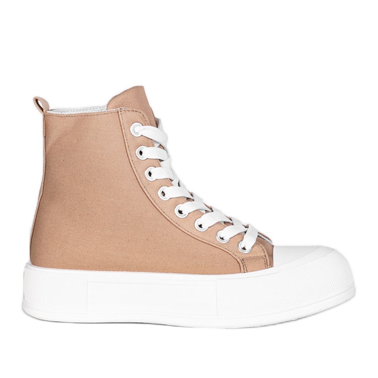 Braune Turnschuhe auf hohen Natascha-Sohlen beige