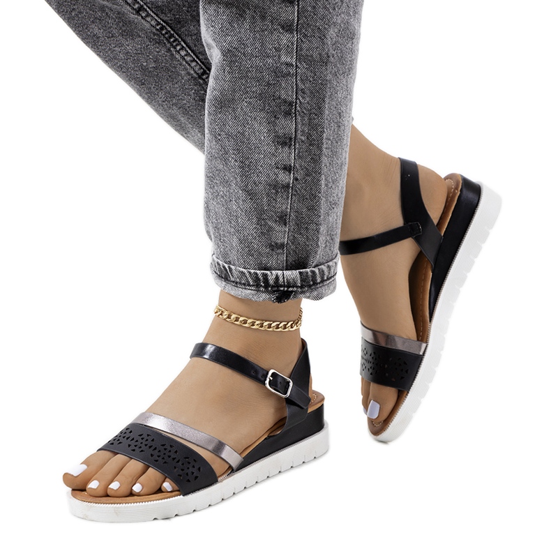 Schwarze Damensandalen von Cubbine silber-