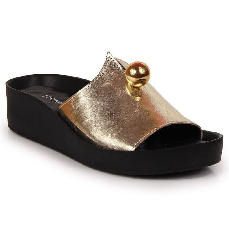 Lederpantoffeln mit einer dekorativen Kugel T. Sokolski W SCA165B golden