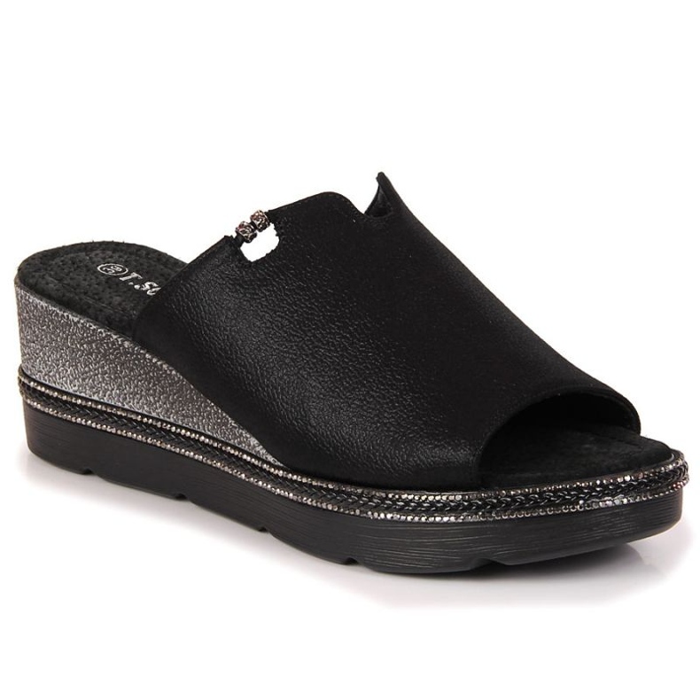 T.Sokolski W SCA167A schwarze Keilpantoffeln