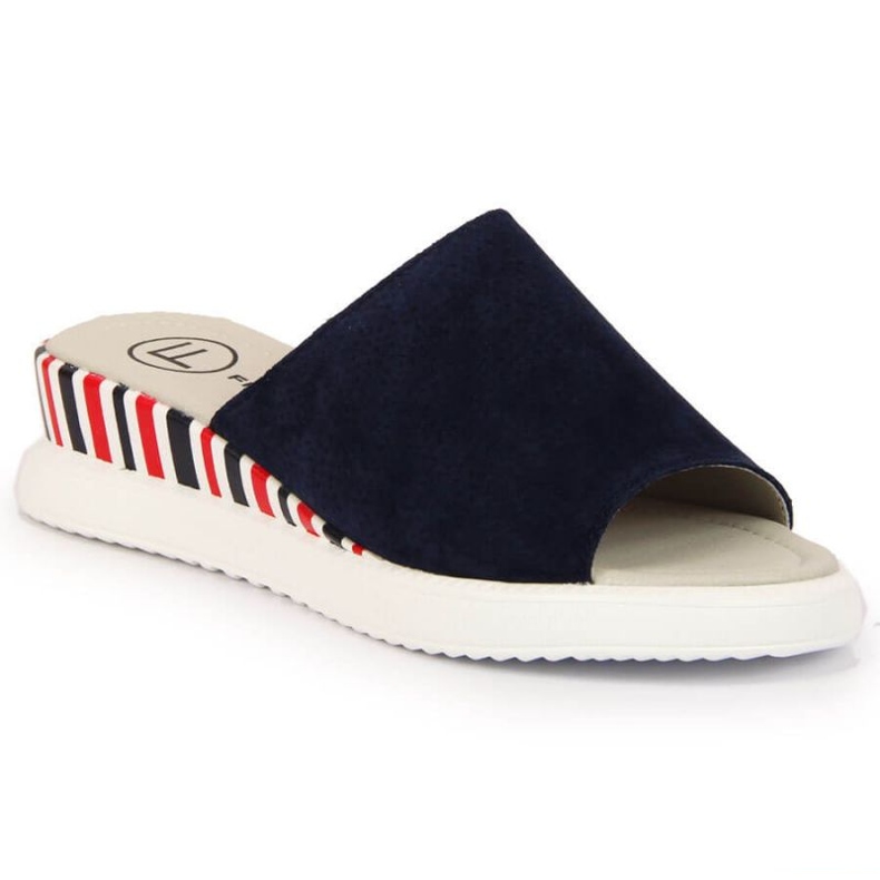 Lederpantoffeln auf dem Keil Filippo W PAW359 marineblau navy blau