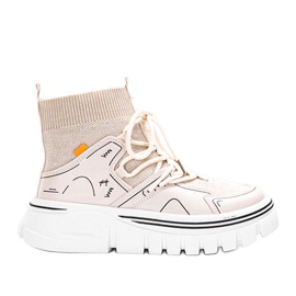 Beigefarbene, knöchelhohe Sneaker von Toler